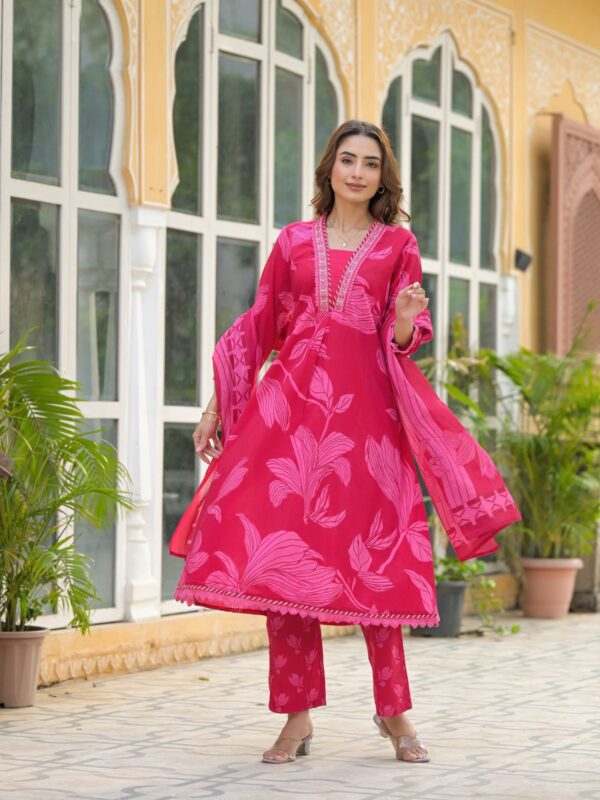 Pretty Pink A-Line Kurti Set with Dupatta