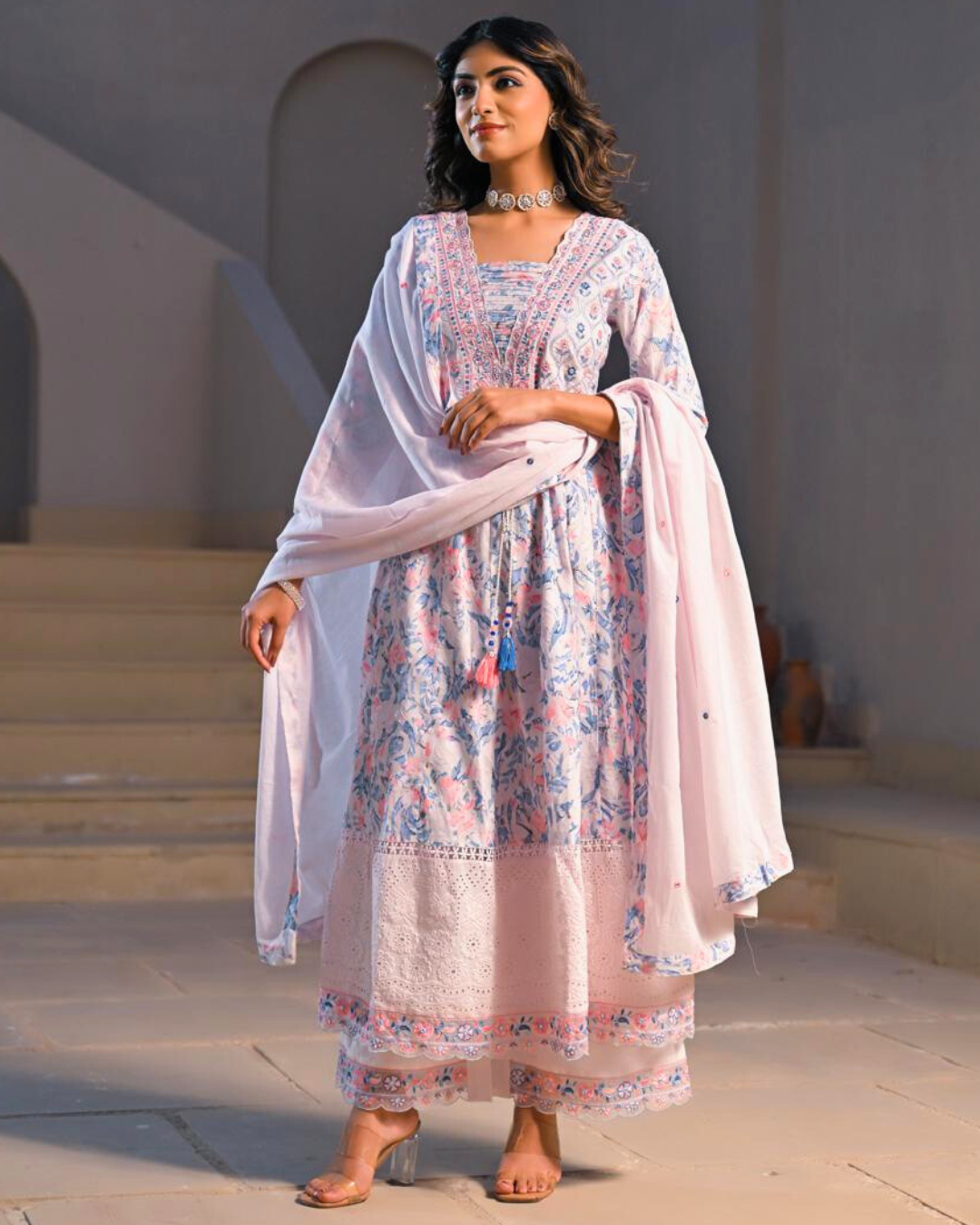 Ethereal Grace Embroidered Anarkali Set