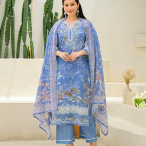 Serene Powder Blue Embroidered Suit with Dupatta