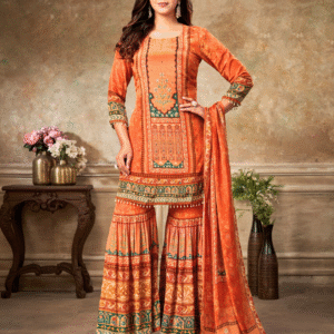 Zehra Burnt Orange Garara Set