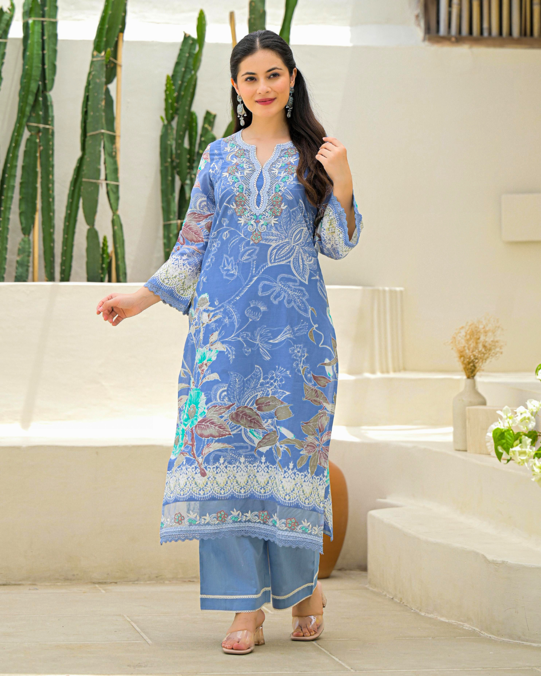 Serene Powder Blue Embroidered Suit with Dupatta