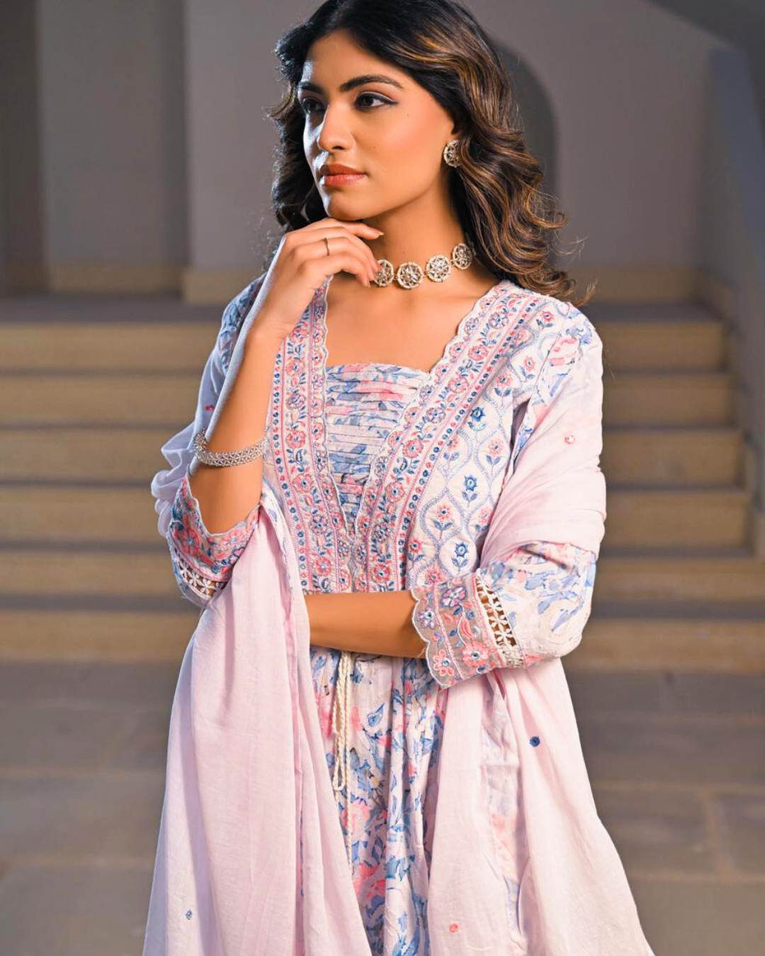 Ethereal Grace Embroidered Anarkali Set - Image 3